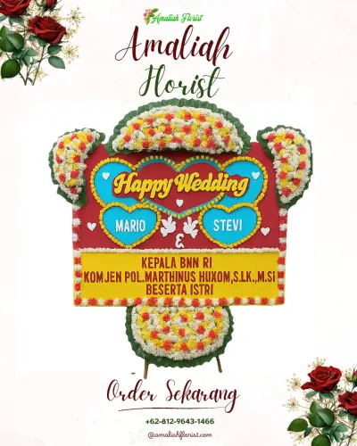 Karangan Papan Bunga Pernikahan di Dembe I